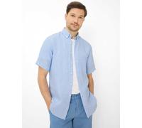 Kurzarmhemd BRAX "Style DAN", Herren, Gr. XXL, Normalgrößen, mittelblau, Web, 100% Leinen, Hemden (31957830-XXL) mittelblau