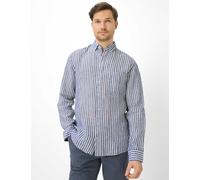 Brax Modern Fit Leinenhemd blau, Gestreift