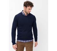 Rundhalspullover BRAX "Style RICK", Herren, Gr. XXL (56), dunkelblau, Strick, 100% Schurwolle, Rundhals, Pullover Rundhalspullover (93415625-XXL) dunkelblau