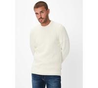 Rundhalspullover BRAX "Style RICK", Herren, Gr. M (50), weiß (sanftes weiß), 50% Wolle, 25% Viskose, 25% Polyamid, Langarm, Pullover (24912140-M) sanftes weiß