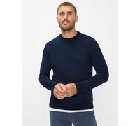 Rundhalspullover BRAX "Style RICK", Herren, Gr. XXXL (58/60), blau (nachtblau), Strick, 83% Baumwolle, 17% Polyamid, Rundhals, Pullover (36077961-XXXL) nachtblau