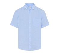 Kurzarmhemd BRAX "Style DAN", Herren, Gr. XXL, Normalgrößen, mittelblau, Web, 100% Leinen, Hemden (31957830-XXL) mittelblau