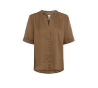 Kurzarmbluse BRAX "Style VERI", Damen, Gr. 44, braun, Web, 100% Leinen, V-Ausschnitt, Blusen (48600441-44) braun