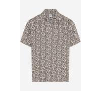 Brax Modern Fit Leinenhemd blau/braun, Bedruckt