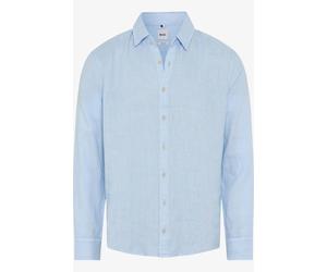 Brax Modern Fit Leinenhemd blau, Einfarbig