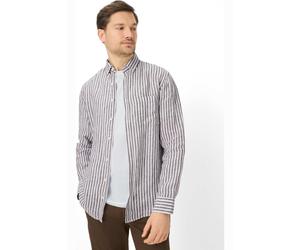 Brax Modern Fit Leinenhemd dunkelbraun, Gestreift