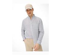 Brax Modern Fit Leinenhemd grün, Gestreift