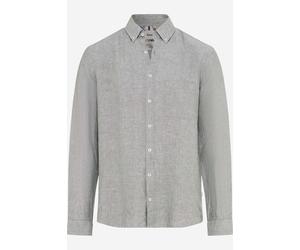 Brax Modern Fit Leinenhemd Grün - Khaki, Einfarbig