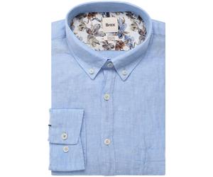 Brax Modern Fit Leinenhemd hellblau, Einfarbig