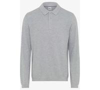 Brax Modern Fit Longsleeve Poloshirt platin, Einfarbig