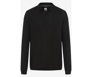 Brax Modern Fit Longsleeve Poloshirt schwarz, Einfarbig