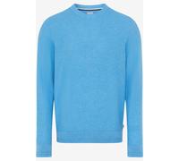 Rundhalspullover BRAX "Style RICK", Damen, Gr. M (50), türkis, Strick, 44% Baumwolle, 36% Leinen, 20% Polyester, Rundhals, Pullover Rundhalspullover (43131148-M) türkis
