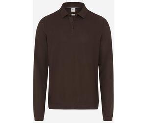 Brax Princeton Modern Fit Longsleeve Poloshirt dunkelbraun, Strukturiert