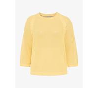 Strickpullover BRAX "Style NALA", Damen, Gr. 44, gelb, Strick, 100% Baumwolle, Rundhals, Pullover Strickpullover (20928524-44) gelb
