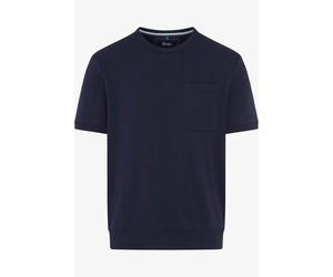 Brax Regular Fit Halbarmpullover blau, Einfarbig