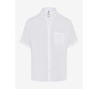 Kurzarmhemd BRAX "Style DAN", Herren, Gr. L, Normalgrößen, weiß, Web, 100% Leinen, Hemden (49158929-L) weiß