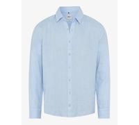 Brax Modern Fit Leinenhemd blau, Einfarbig