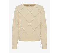 Strickpullover BRAX "Style LISA", Damen, Gr. 44, ecru, Strick, 90% Baumwolle, 9% Polyamid, 1% Elasthan, Rundhals, Pullover Strickpullover (62295506-44) ecru