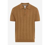 Brax Herren Strickpolo Style PASCAL – 44% Baumwolle, 36% Leinen, 20% Polyester – Beige Größe L