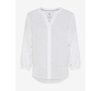 Klassische Bluse BRAX "Style VELIA", Damen, Gr. 42, weiß, Web, 100% Leinen, V-Ausschnitt, Blusen Bluse (23839426-42) weiß