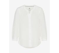 Kurzarmbluse BRAX "Style VELIA", Damen, Gr. 44, weiß, Web, 100% Leinen, Rundhals, Blusen (89836404-44) weiß