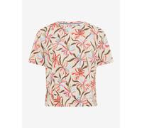 Kurzarmshirt BRAX "Style CARA S", Damen, Gr. 46, hellbeige, 47% Baumwolle, 47% Modal, 6% Elasthan, Rundhals, Shirts (17297245-46) hellbeige