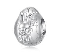 BRBRB Kindliche Osterhasen-Eier-Anhänger for Armbänder, 925er Sterlingsilber, DIY-Anhängerperlen for Pandora-Charms-Armbänder und Halsketten, Schmuckgeschenk for Valentinstag for Frauen, mit Schmucksc