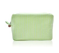 BRDXOOL Kosmetiktasche Damen Reise Große Kapazität Tragbare Gestreifte Tasche Süße Aufbewahrungstasche Damen Aufbewahrungsbox Waschbeutel Aufbewahrungstasche Weite Öffnung (Grün)