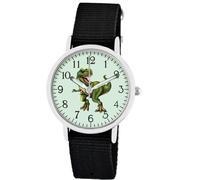 Brecjon Kinder Armbanduhr Jungen Jungenuhr Kids Dinosaurier T Rex Leucht Zifferblatt 5ATM Wasserdicht Textil Armband schwarz 5205