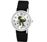 Brecjon Kinder Armbanduhr Jungen Jungenuhr Kids Dinosaurier T Rex Leuchtzeiger 5ATM Wasserdicht Textil Armband schwarz 5105
