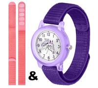 Brecjon Kinderuhr Mädchen Pferd Armbanduhr Mädchen Pferdemotiv Sunray Zifferblatt Violette Uhr Armband violett 3153