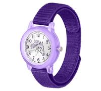 Brecjon Kinderuhr Mädchen Pferd Leuchtzeiger Nylon-Klett 16 mm Sunray Zifferblatt spritzwasser-geschützt Violette Uhr Armband violett 3152