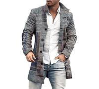 BREEWO Tweed-Mantel Herren Winter Stehkragen Übergangsjacke Herren Mode Business Urban Casual Mantel Herren Mittlere Länge Temperament Langarm Mantel Herren DY-21 XL
