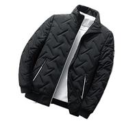 BREEWO Winterjacke Herren Slim Fit Einfachheit Baumwolljacke Herren Stehkragen Reißverschluss Taschen Kälte Jacke Herren Einfarbig Neue Trend Winddichte Jacke Männer A-Black XXL