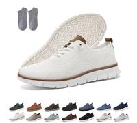Breeze Schuhe Herren, 2025 neue Wearbreeze Schuhe, Urban - Ultrabequeme Orthopädische Herrenschuhe, Lässige Leichte Atmungsaktive Mesh Oxfords Schlupfschuhe mit Fußgewölbeunterstützung(Weiß,44 EU)