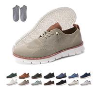 Breeze Schuhe Herren, 2025 neue Wearbreeze Schuhe, Urban - Ultrabequeme Orthopädische Herrenschuhe, Lässige Leichte Atmungsaktive Mesh Oxfords Schlupfschuhe mit Fußgewölbeunterstützung(Khaki,45 EU)