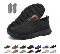 Breeze Schuhe Herren, 2025 neue Wearbreeze Schuhe, Urban - Ultrabequeme Orthopädische Herrenschuhe, Lässige Leichte Atmungsaktive Mesh Oxfords Schlupfschuhe mit Fußgewölbeunterstützung(Schwarz,45 EU)