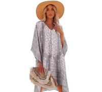 Breezy Lane Kaftan Cover Up Beachwear für Damen Strandkleid Bikini Badeanzug Blumenmuster Überzug Caftan Beach Resortkleidung