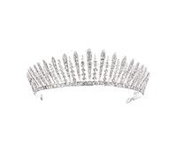 BREFER RHAIYAN Barock Kristall Strass Krone Tiara Stirnband Diadem Fit for Frauen Mädchen Braut Hochzeit Haarschmuck Schmuck Diademe und Kronen (Color : Silver)