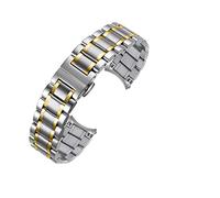 BREFER RHAIYAN Edelstahlarmband 13 mm 14 mm 16 mm 18 mm 20 mm 22 mm 24 mm Metallarmband Gliederarmband Armband passend for Tissot Uhrenarmband Specific (Color : Silver with Gold, Size : 16mm)