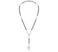 Breil Code Onyx Rosenkranzhalskette aus Stahl mit einem antiken, polierten Stein, Max. Länge: 63 cm, TJ2990