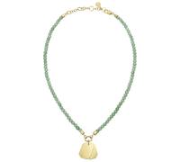 Breil, Damenhalskette Private Code Collection TJ3152, Grüne Aventurin-Halskette mit Zwei IP-Goldstahlplättchen