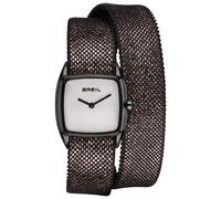 Breil - Damenkollektion NEW Snake Armbanduhr TW1853 - Damenuhr aus poliertem Edelstahlnetz und Lederarmband - Schwarzer Edelstahl