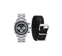 BREIL - Herren-Chronograph X Large Pro Collection TW1919 - Accessoires - Herrenuhr mit satiniertem Stahlgehäuse, schwarzes Zifferblatt - auswechselbares schwarzes Stoffarmband - wasserdicht bis 10 atm