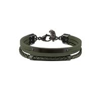 Breil - Herrenarmband Kollektion B Mix TJ3089 - Herrenschmuck - Grünes Leder- und Stahlarmband für Herren, mit drei Schlaufen um das Handgelenk - Verstellbare Länge von 17 cm bis 23 cm