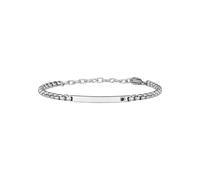 Breil Armband BLACKEN für Herren aus Edelstahl in der Farbe Silber mit schwarzem Zirkonia Stein, mit Karabinerverschluss, Länge: 22 cm, TJ3038