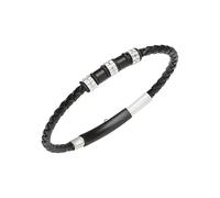 Breil Armband BRACCIALE für Herren aus Leder in der Farbe Schwarz und Edelstahlelementen, mit Druckknopfverschluss, Länge: 22,5 cm, TJ3369