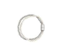 Breil, Kollektion Magnetica System, Damenarmband mit zwei Ketten aus Stahl und Natursteinen, Verschluss mit Magnet, kompatibel mit allen magnetischen Elementen, Geschenkidee für Damen