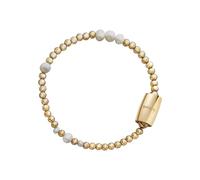 Breil, Magnetic System Collection, Damenarmband Small Planets, Glänzender Edelstahl in Gold, 7 Natürliche Süßwasserperlen, Praktischer Magnetverschluss, Farbe Gold, Größe 19,5 cm