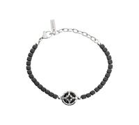 Breil, Mast Kollektion, Herrenarmband aus Edelstahl und Hämatit, mit einem Kompass-Symbol auf einem Runden Anhänger aus Poliertem Stahl und Kohlefaser, Praktischer Verschluss, Schwarz